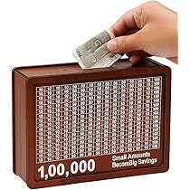 Money Saving Box for Adult 100000 – Wooden Piggy Bank with Number